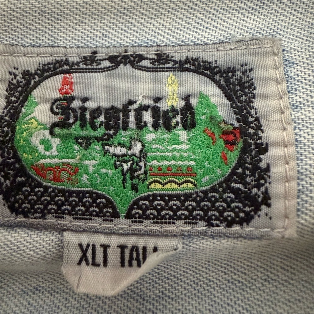 Vintage Siegfried Embroidered Denim Custom Parrot‎ Back Graphic 90s Tropical XLT - Picture 8 of 8